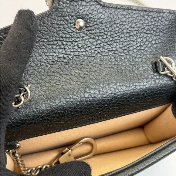 Authentic Gucci Dionysus Super Mini Black Leather Chain Bag